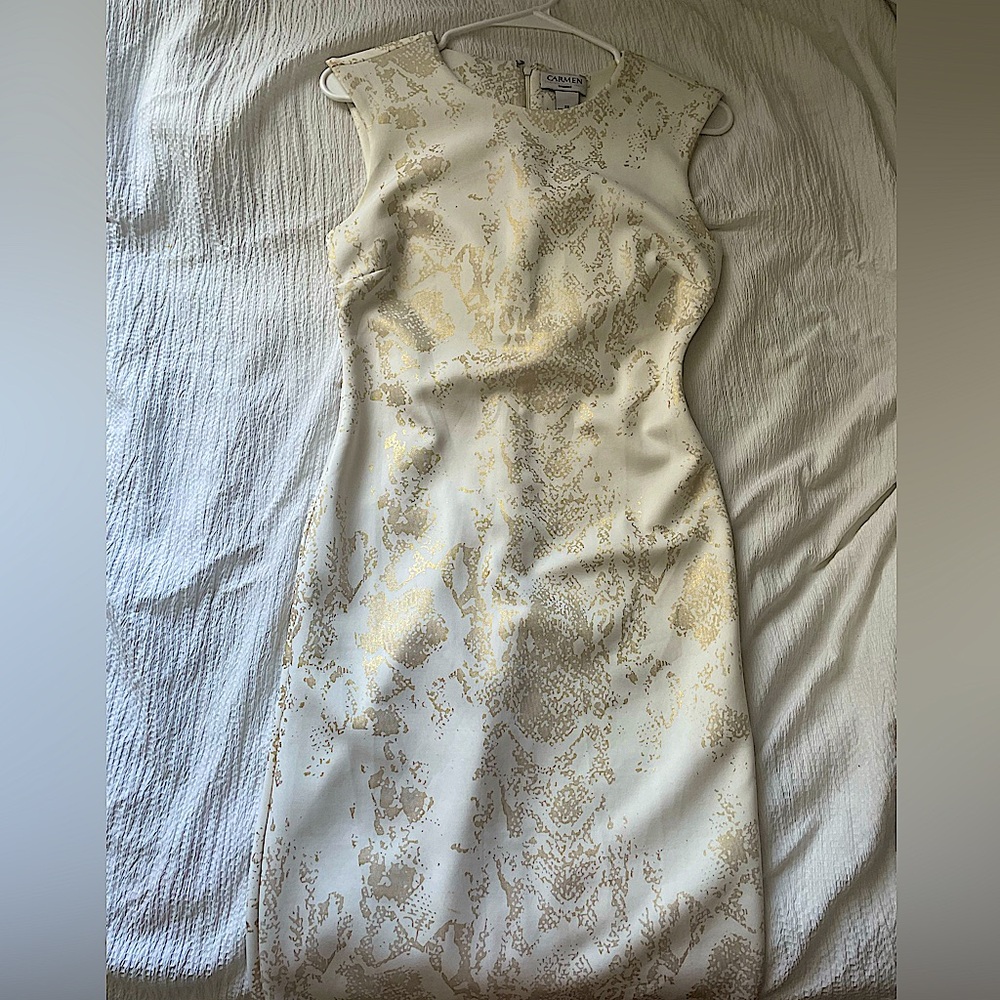 Long white and gold dress